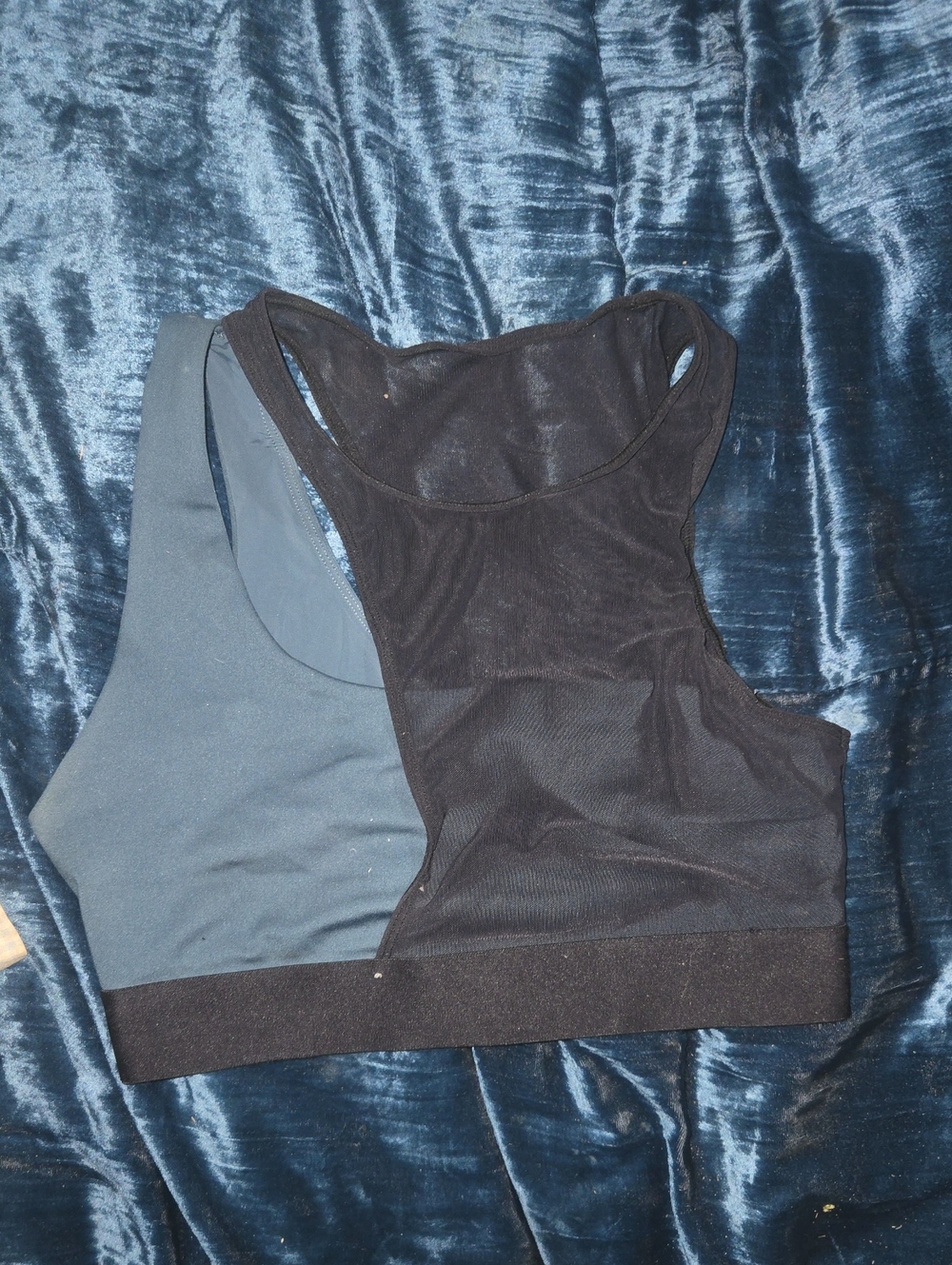 Racerback Sports Bra in Black and Charcoal - Unbranded